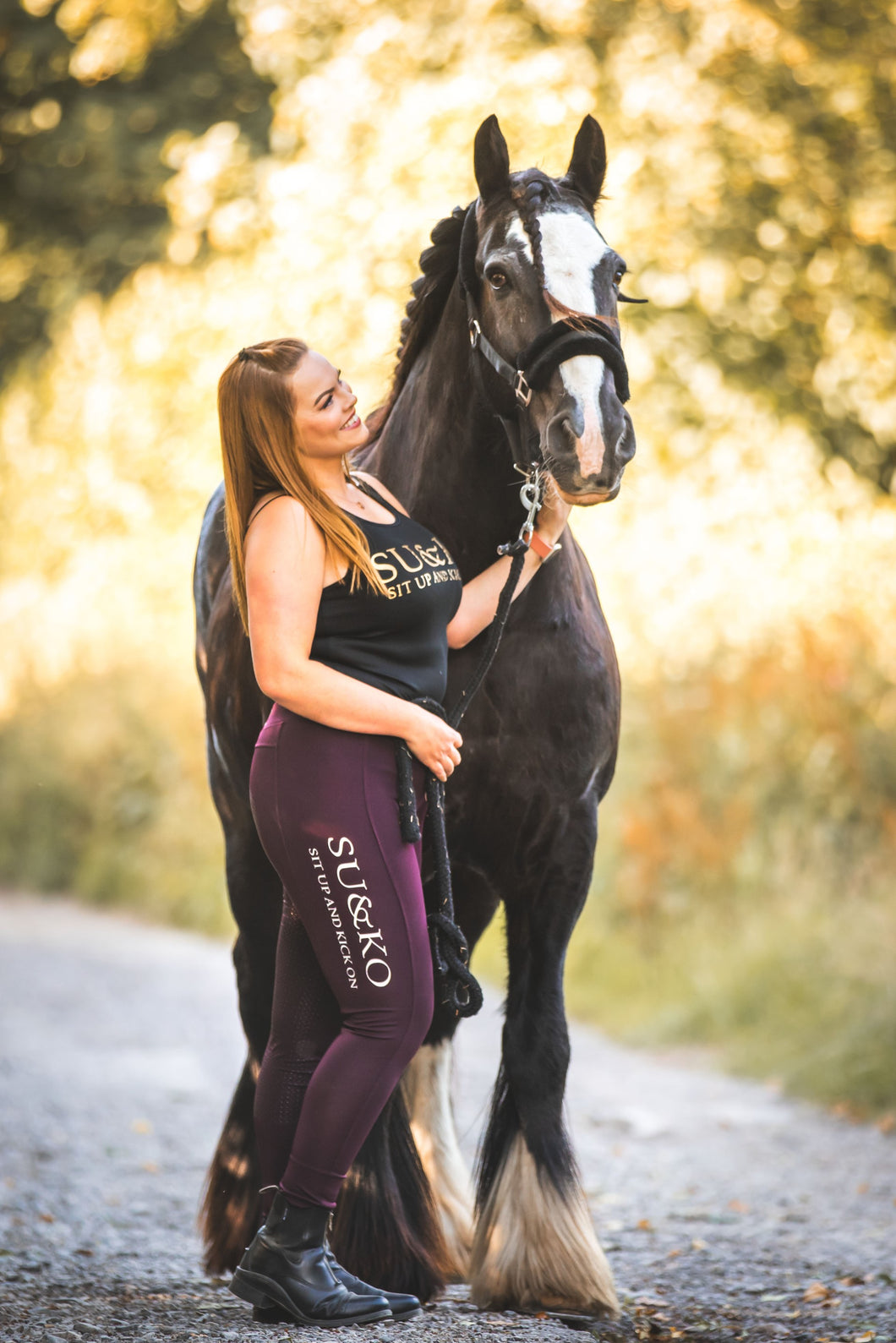 SU&KO Full Seat Riding Leggings - Burgundy